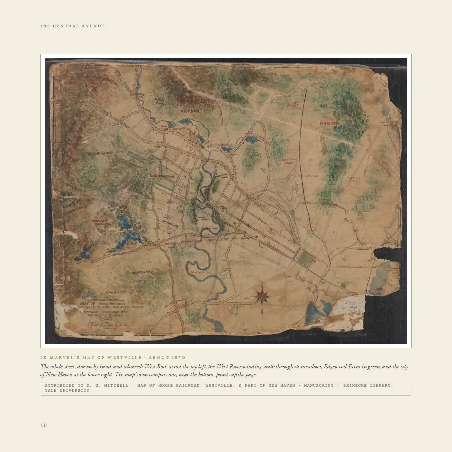 A hand-coloured manuscript map of Westville, about 1870.